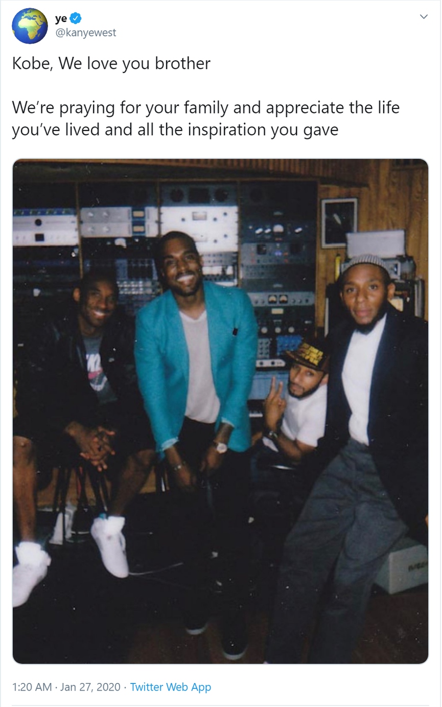 Дрейк, Тейлор Свифт, Канье Уэст, Feduk, Леван Горозия и другие звёзды попрощались с Коби Брайантом