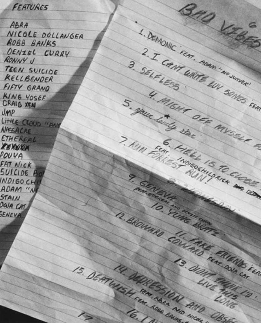 Треклист неизданного альбома XXXTentacion'а «Bad Vibes Forever»Фото: Instagram