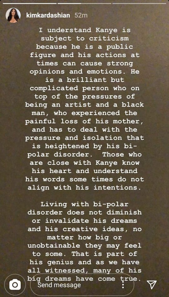 Ким Кардашьян прокомментировала поведение Канье Уэста